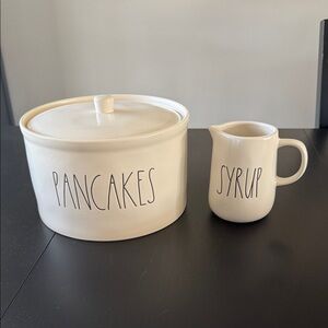 Rae Dunn White Pancakes and Syrup Serveware Set